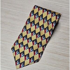 Reach For The Stars Tie Novelty Hand Print Diamond Pattern Necktie 54" Length‎